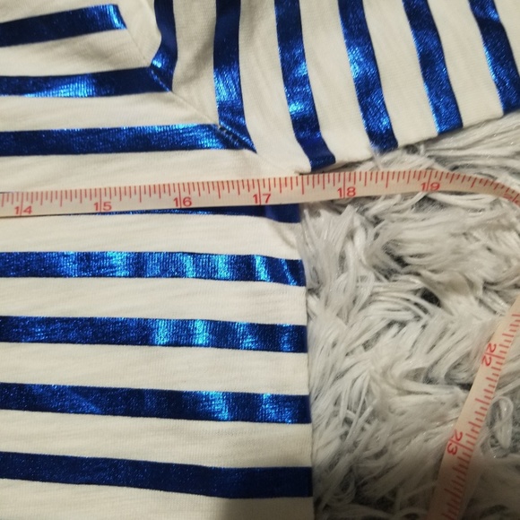 J. Crew blue and white shiny stripes size XS NWT - Picture 5 of 6